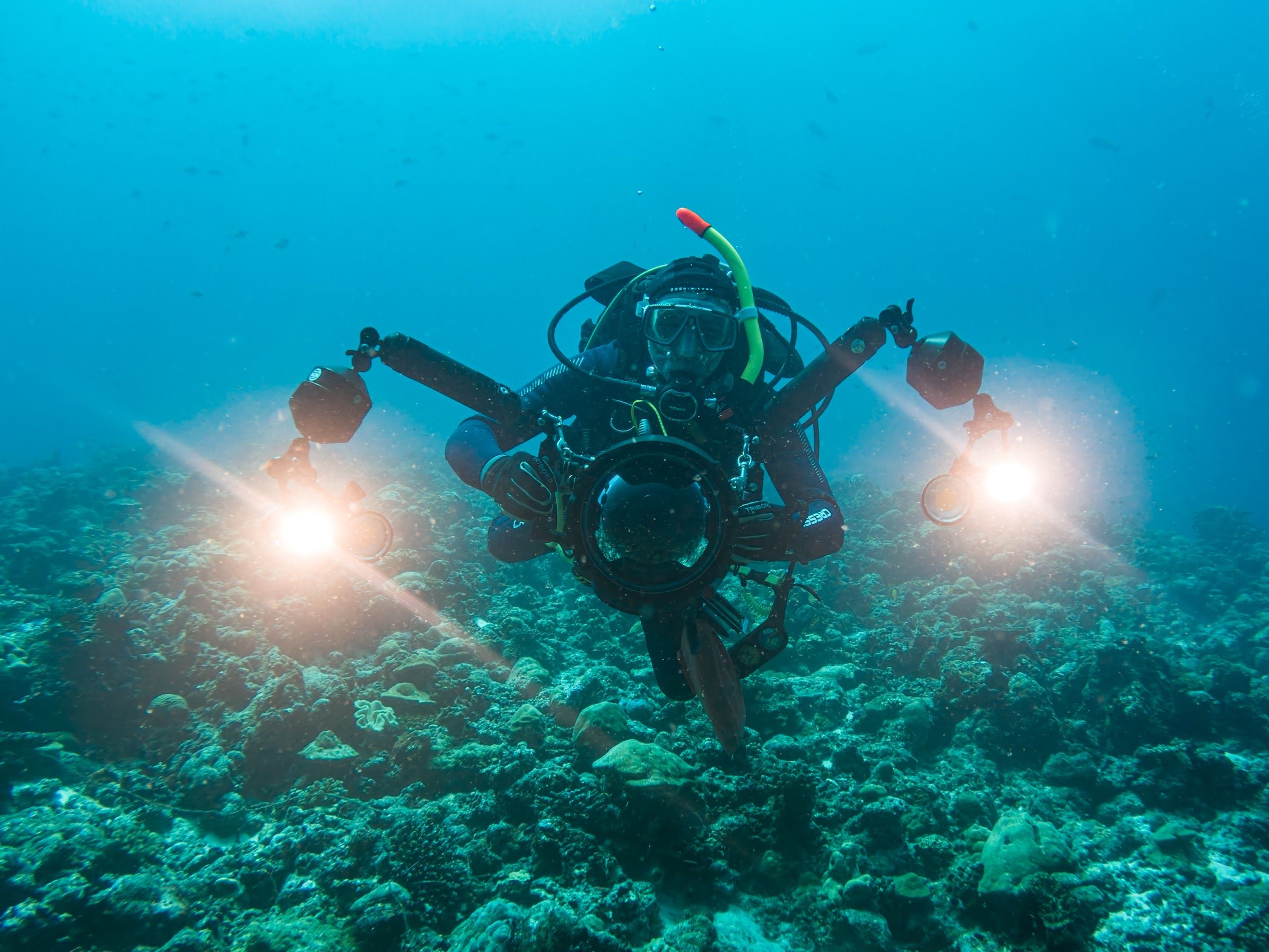 Diver with video lights
